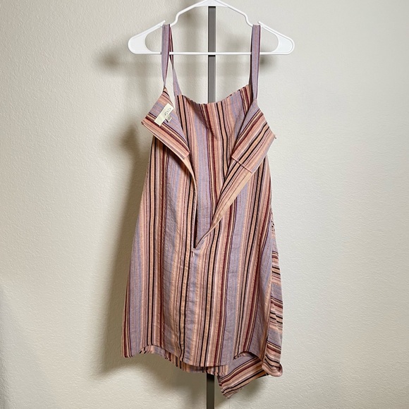Pinch Tie Front Sleeveless Mini Summer Dress in Multi Purple Stripes Size Large - Picture 8 of 12